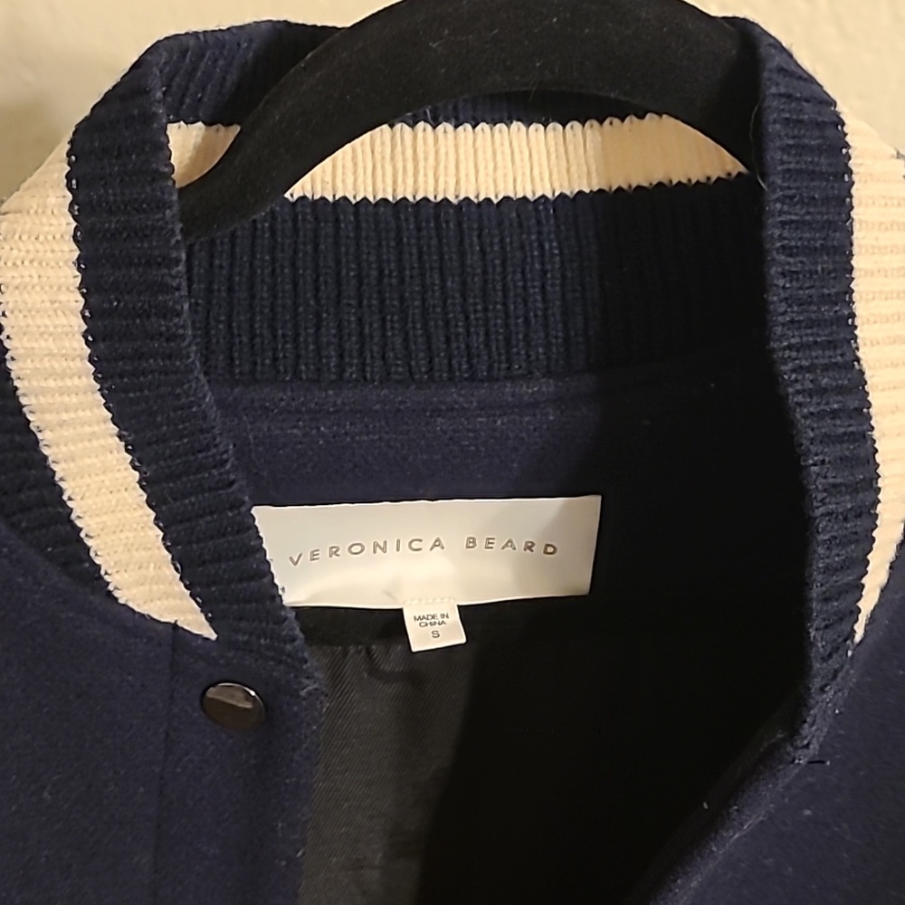 Veronica Beard Blue Green Varsity Jacket Wool Blend S - Picture 3 of 9